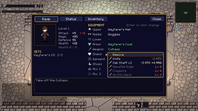 Old-school equipment: ten slots, five rarities